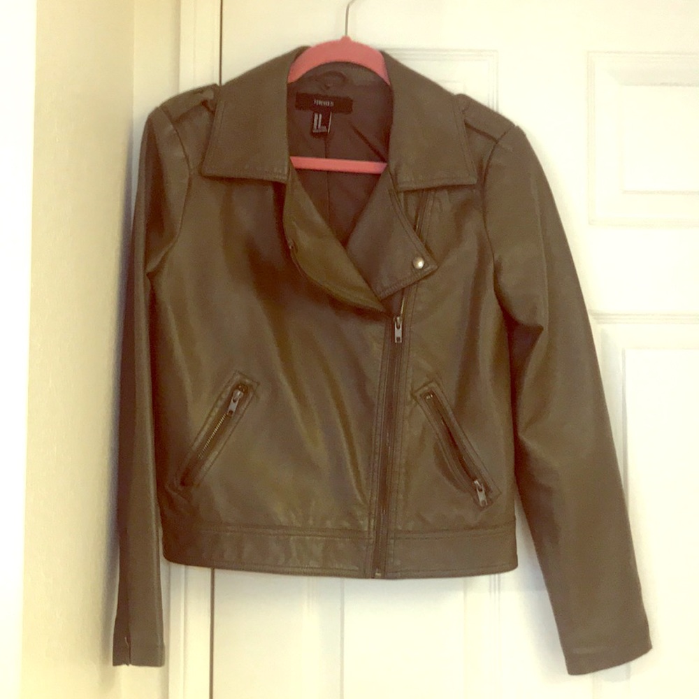Olive green leather jacket